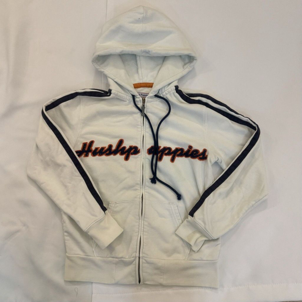 Hush Puppies White Women Hoodie Sweatshirt Size 8